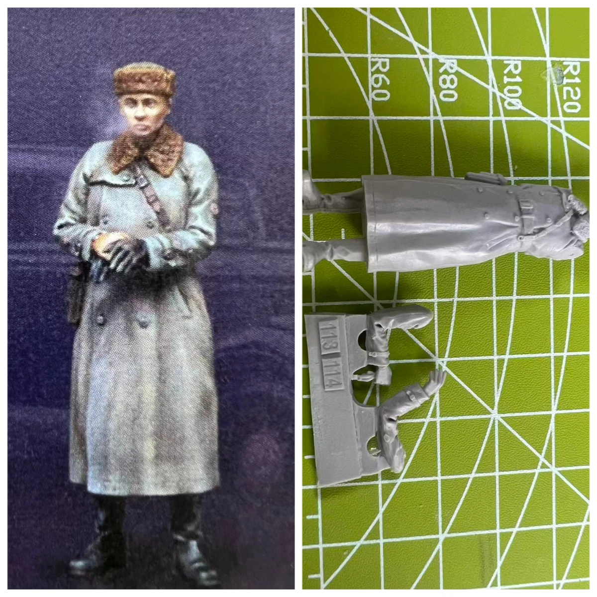

Top Secret 1/35 Cast Resin Model Soviet Commander Winter Model 2-person Scene Model Toy Unpainted