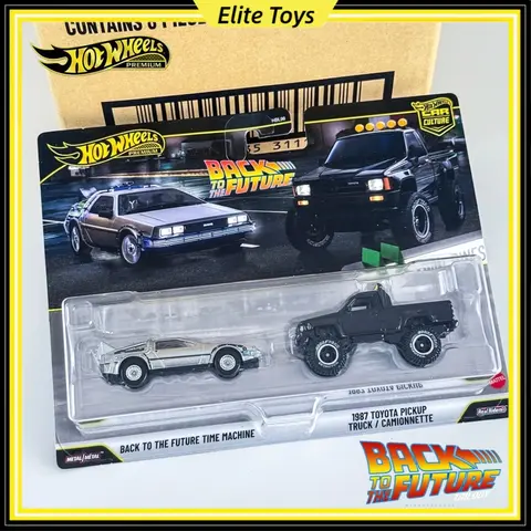 Hot Wheels Premium 2-Packs Back to the Future Time Machine Toyota Pickup 1:64 Diecast Car Model Car Culture Collectible Toy