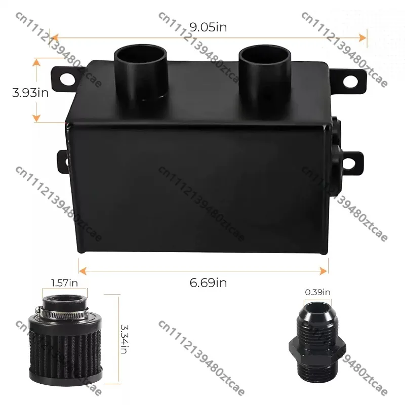 Car Mod Dual Air Filter Oil Catch Can, Oil Separator Secondary Air Intake Engine Protector, AN10 Oil Filter Reservoir