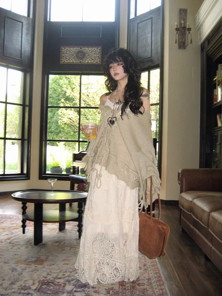 

Женское шерстяное пальто Forlions с открытым передом, вязаное, с капюшоном, ажурным узором, свободного кроя, весна-осень, модное