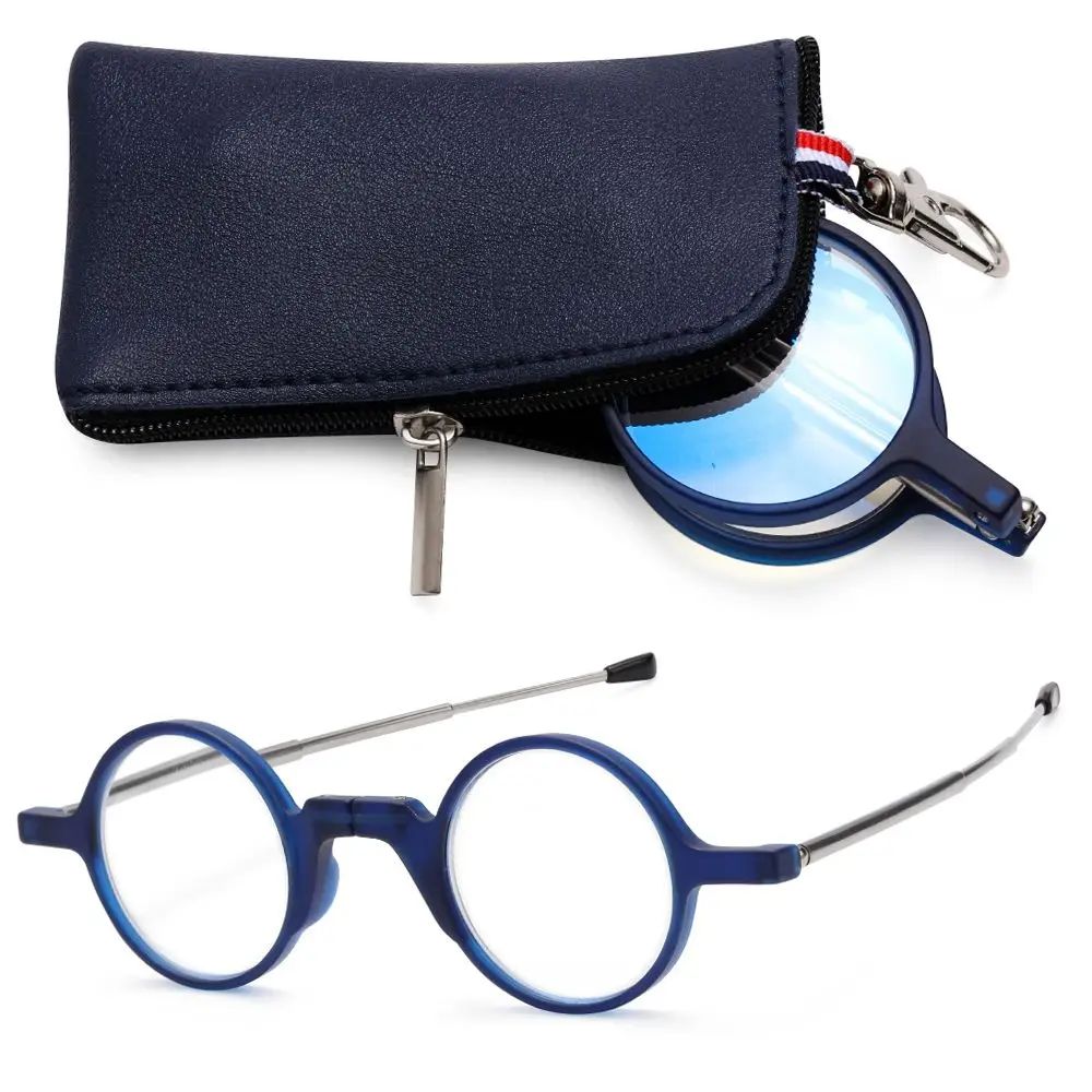 1PC Lightweight Mini Reading Glasses for Women & Men Compact Folding Reading Eyeglasses Portable Readers with Keychain Case