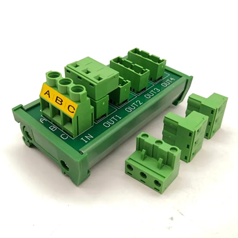 DIN Rail Mount 30A/300V 4X3 Position Connector Pluggable Terminal Block Distribution Board Module .