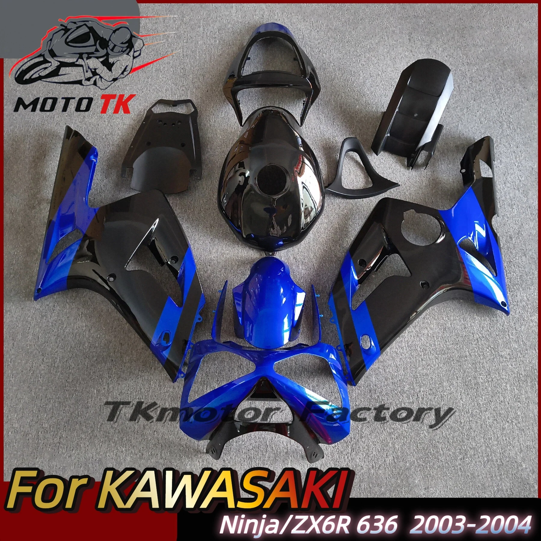 High-Quality Fairing Kit ZX6R 2003 2004 Glassy Matte Black Motorcycle Body Parts Full Set Fairings For Kawasaki ZX 6R 636 03 04