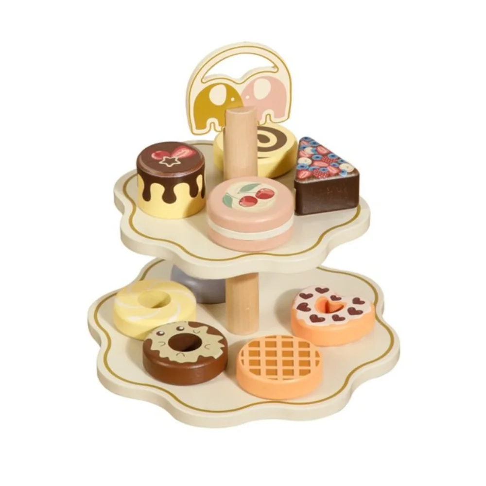 

Wooden Afternoon Tea Set Toy Simulation Assembled Tea Set Play Toy Montessori Early Educational Pretend Play Kitchen Set