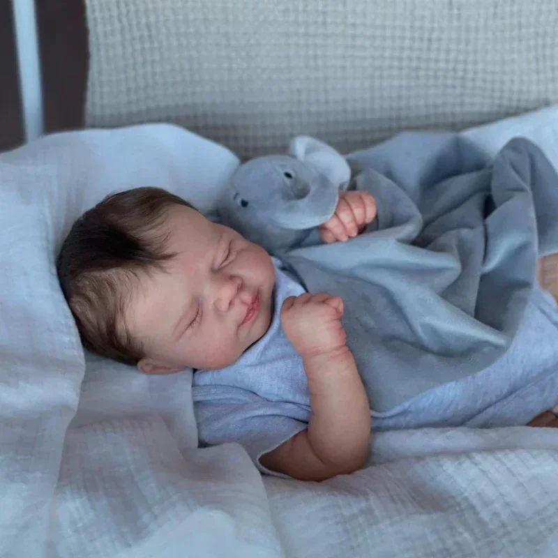 

48cm Newborn Baby Reborn Dolls Sleeping Baby Pascale Lifelike Soft Touch 3D skin with Visible Veins Hand-Rooting Hair Doll