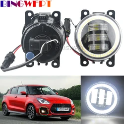 2X Highlight Car Fog Light Assembly Angel Eye LED Lens Fog Lamp For Suzuki Swift Sport 2018 2019 2020 2021 Front Bumper Foglight