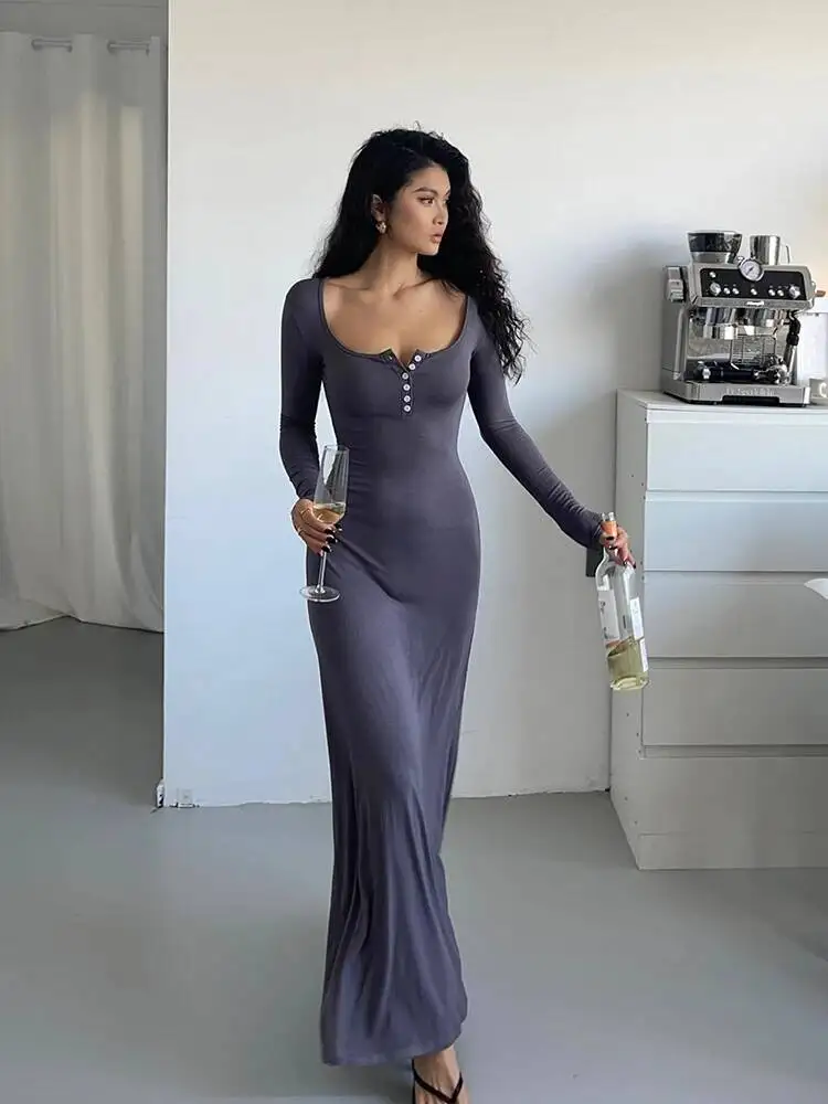 

WOMENGAGA Button Up Long Sleeved A-line Dress For Women Autumn New High Waisted Slim Robe 2026 New Korean Women 2X59