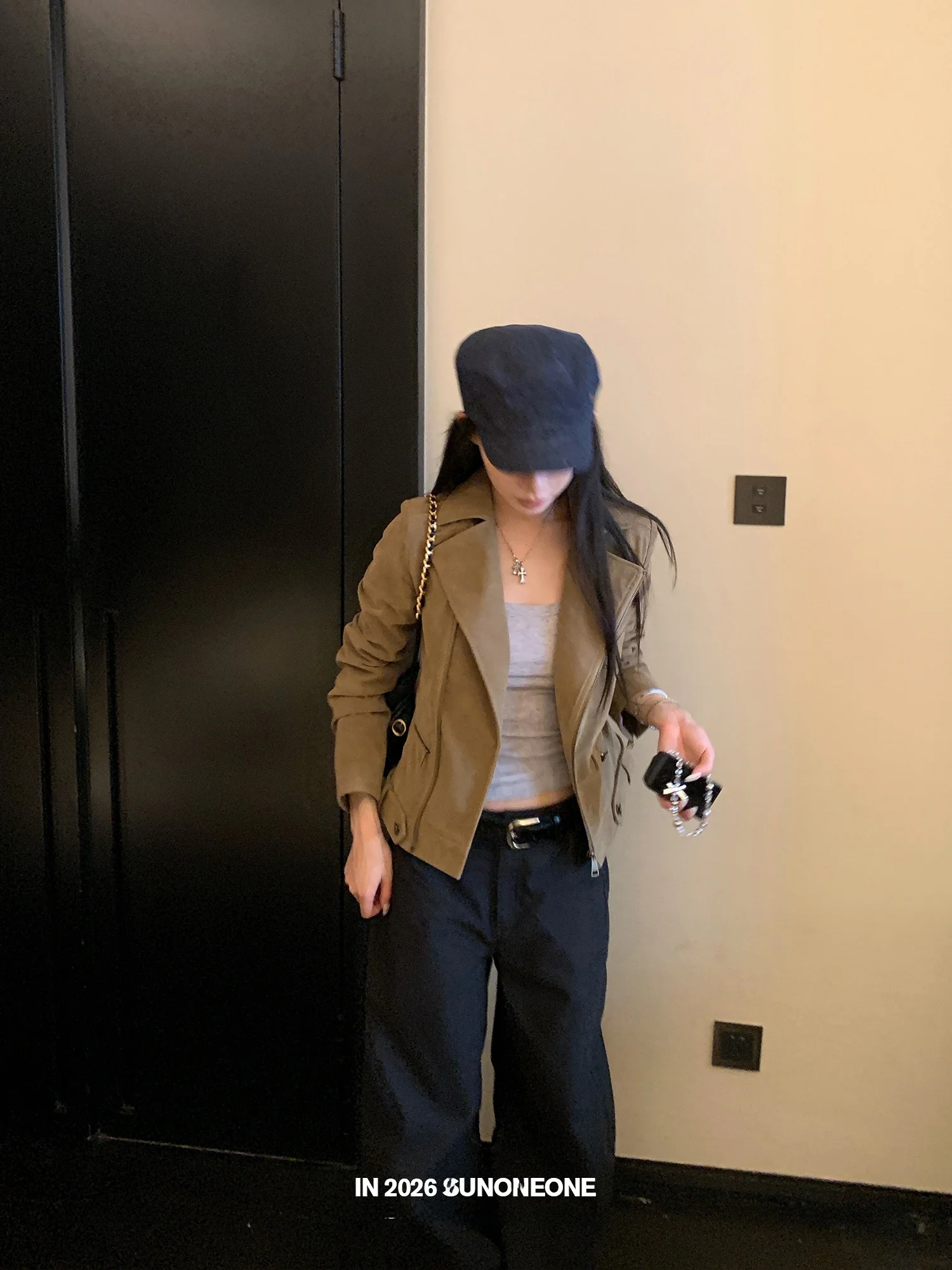 

Suneone Asymmetric ort Suede Slim Fit Jaet Women's Winter Design Retro Coat Top Commute Sle Polyester Fiber Long Sve