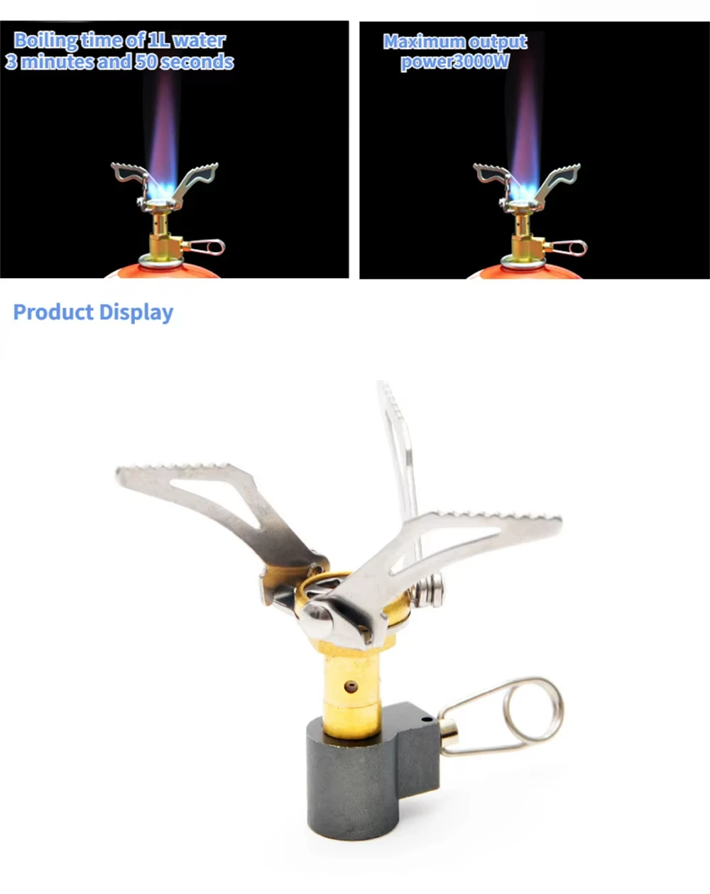 Portable Mini Foldable Outdoor Gas Stove, Compact Camping Burner for Picnic Survival Cooking