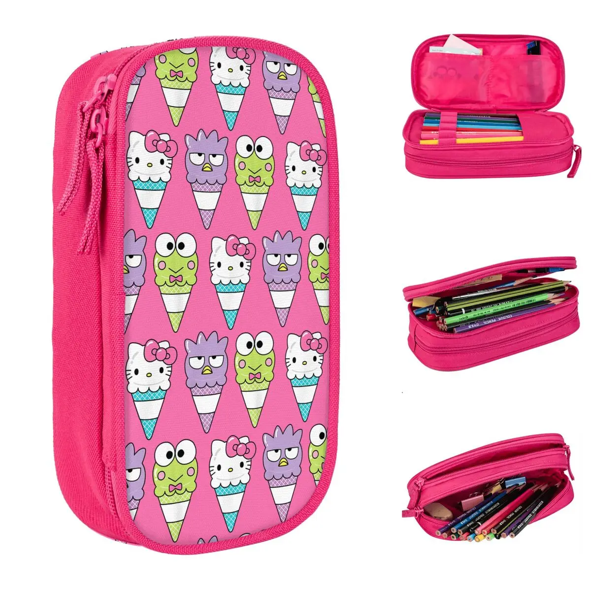 Keroppi Hello Kitty Badtz Maru Pencil Case Lovely Pen Box Bag Girls Boys Big Capacity Students School Zipper Pencilcases