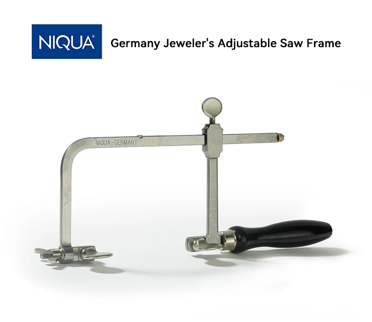 NIQUA Verstellbarer Juwelier-Sägerahmen 60-200mm Sägetiefe Deutscher Stil Holzgriff Spannschraube Sägerahmen Tischsägewerkzeug – Detail 1