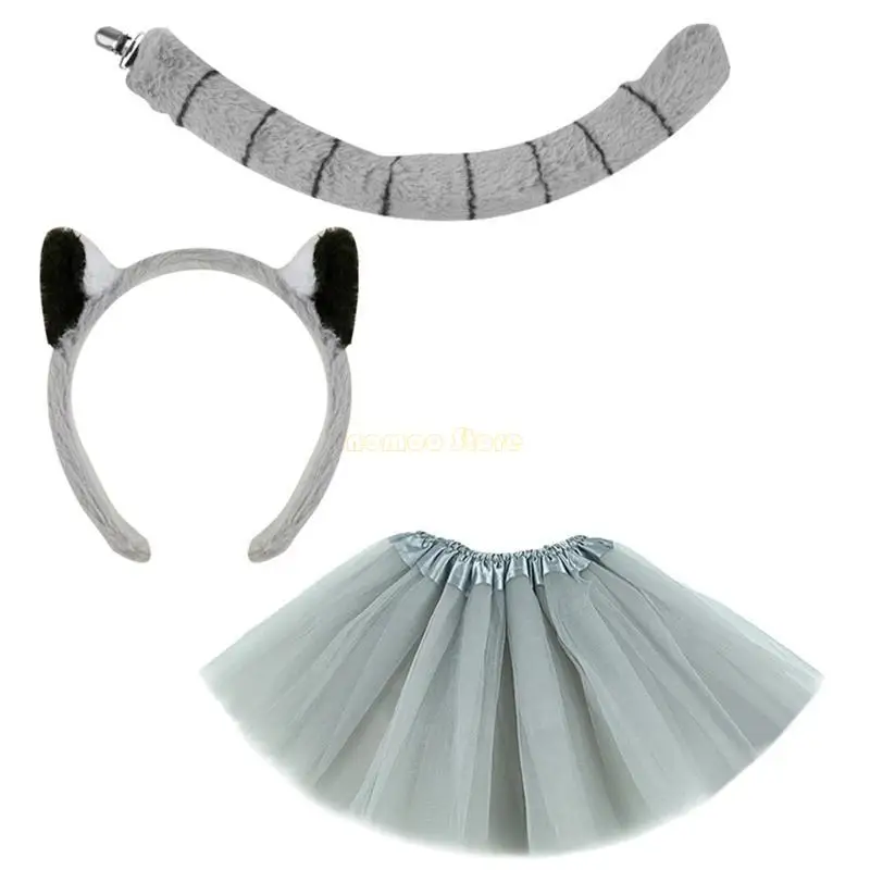 31BF Children Monkey Kostümzubehör für Boy Girl Halloween Cosplay -Party einschließlich Stirnband -Heckhandschuh Bowtie und Rock