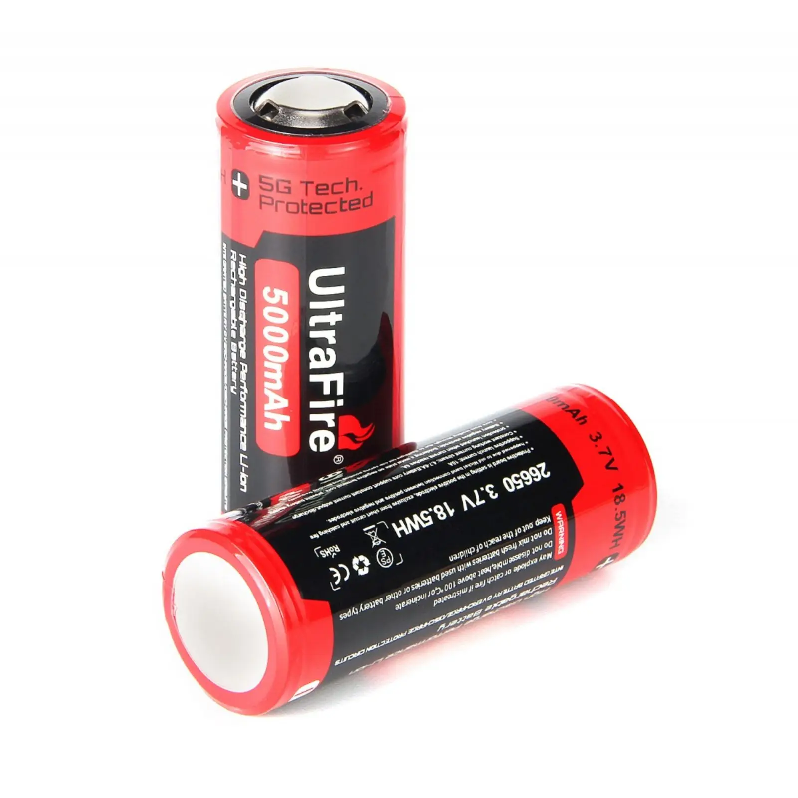 UltraFire 26650 5000mAh High Capacity 3.7V Lithium Battery 69MM with PCB for Flashlight Power Bank Li-ion Rechargeable Batteries