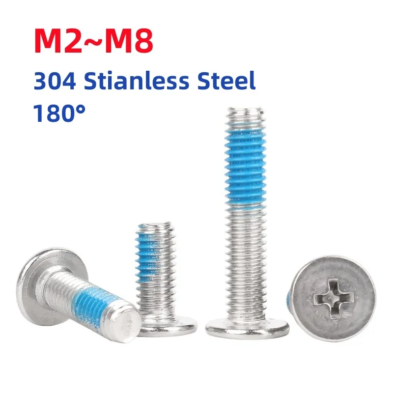 M2~M8 304 Stainless Steel CM Ultrathin Cross Flat Wafer Head Screw Phillips Super Low Half Coated Blue Glue Dispensing Screws