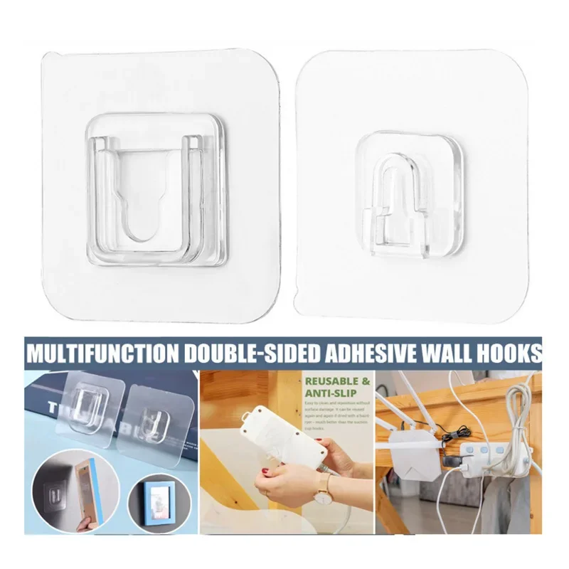 

Transparent Wall Hooks Heavy Duty Multi-Purpose Wall Hook Adhesive Hooks Door Hangers Load Rack Hooks Strong Bathroom Kitchen