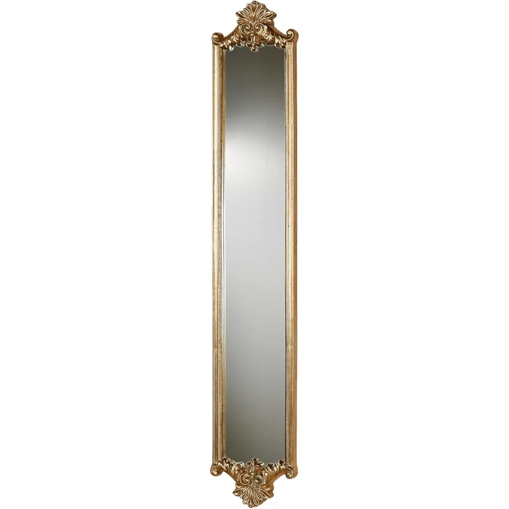 

Alistair Wall Mirror Panel, Resin, Glass, Gold Leaf Finish, Slender Mirror for Bathroom, Bedroom, Hallway