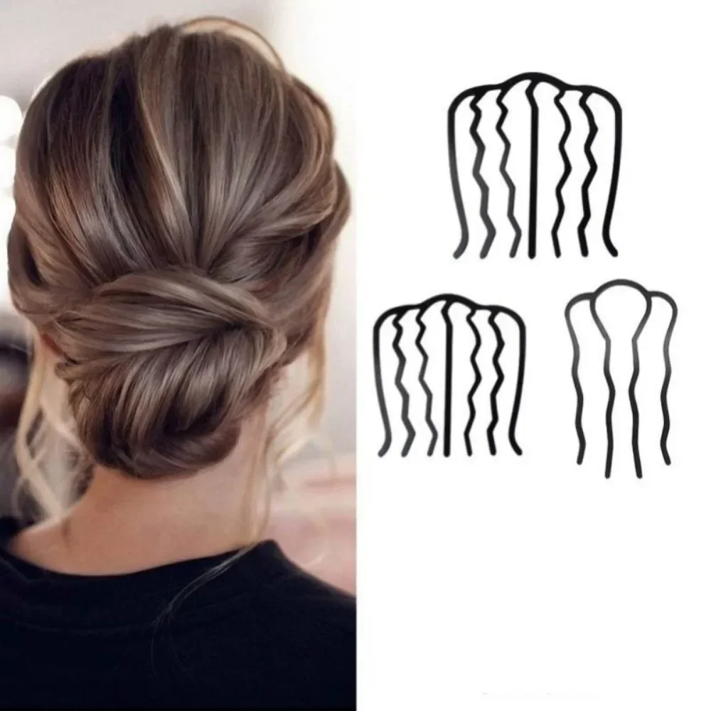 

Maruko Head Disc Hair Artifact Black Metal Hair Fork Clip Women Combs Messy Bun Hair Pin Side Combs Updo Sticks Styling Tools