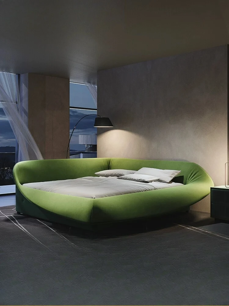 Cama minimalista italiana con diseño de nido de pájaro, moderna y creativa, para dormitorio principal, cama matrimonial para padres e hijos, cama doble de tela.