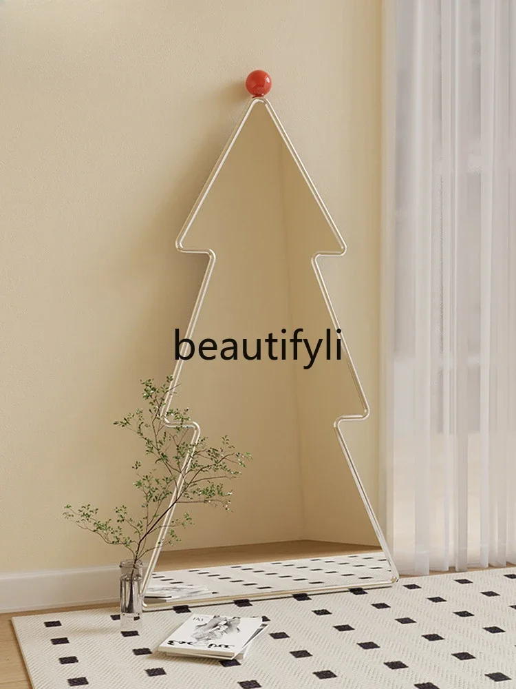 Creative Christmas tree mirror full body mirror floor mirror stainless steel special shape