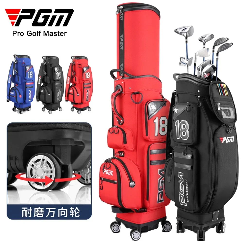 PGM Men Golf Bags Scalable Ball Cap Waterproof Nylon Large Capacity Accessory Hold 13pcs Clubs Golf pouch 4 Universal Wheel