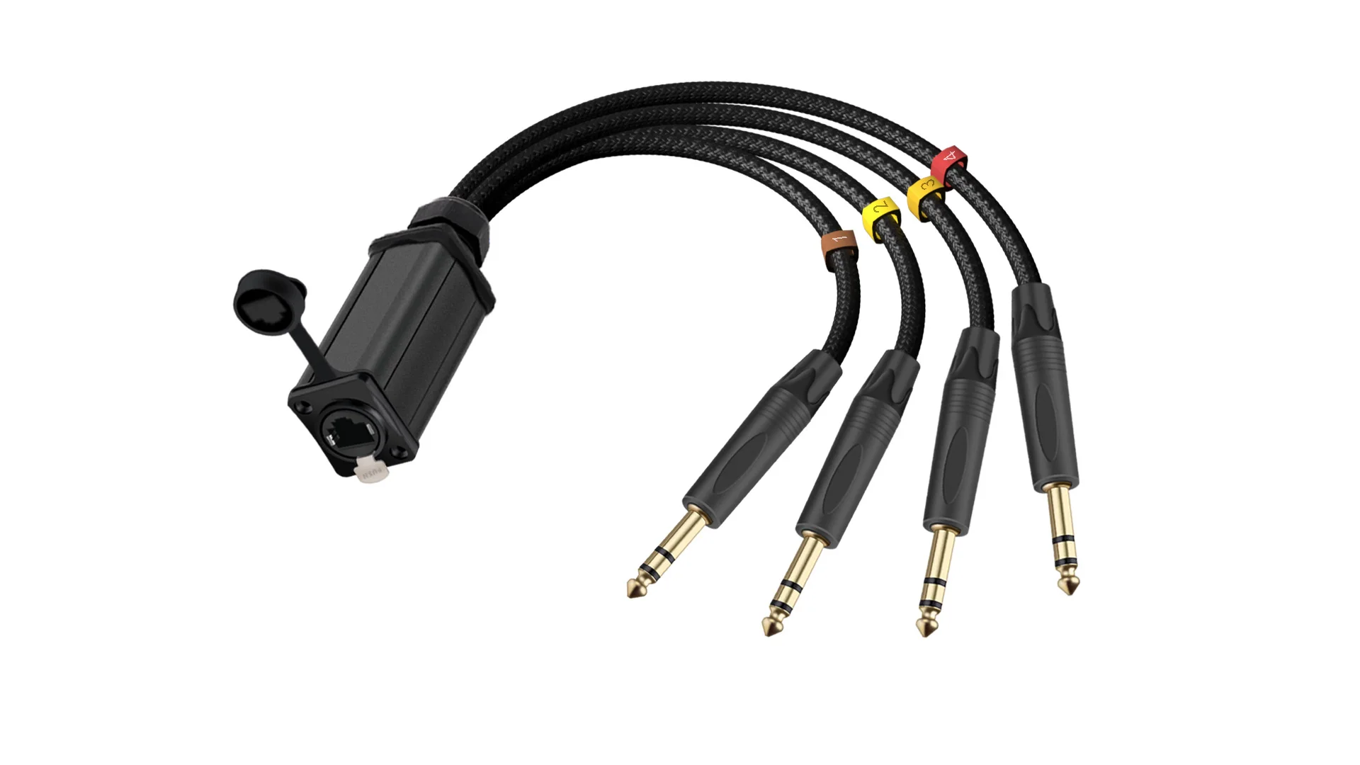 Netzwerkkonverter RJ45 CAT5/6 mit Abschirmung zu 4-Kanal 6,35/6,5mm TRS-Stecker Multi-Netzwerk-Empfängerkabel für Lautsprecher, Verstärker, Mischpult – Detail 5