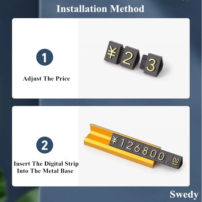 Small Aluminum Adjustable Number Letter Jewelry Price Cube Tags Metal Pricing Label Card Tags Sign Holder Display Stand