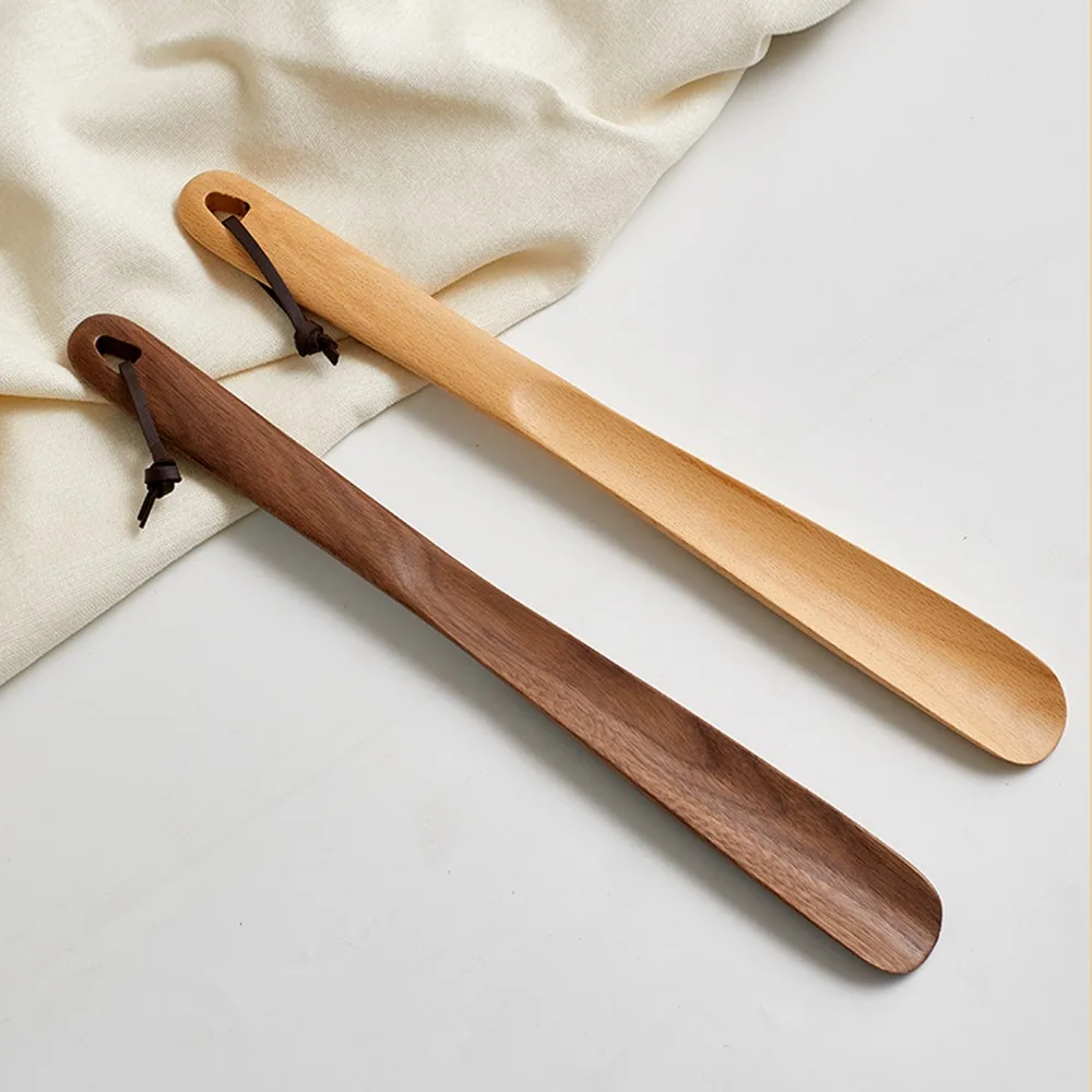 Wooden Shoehorn Smooth Edge & Ergonomic Grip Extended-length Shoe Puller Household Lazy Shoe Horn for Elderly, Pregnant Women