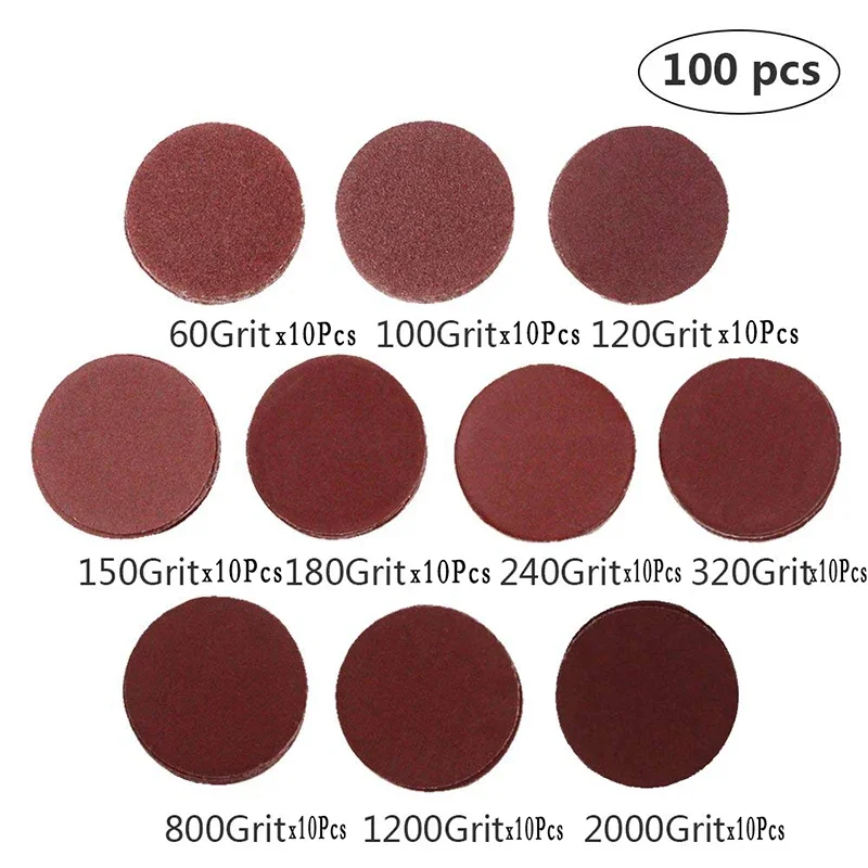 100pcs Set 2 Inch Sanding Discs Pad Kit for Drill Grinder Rotary Tools with Backer Plate Includes 80-3000 Grit Sandpapers