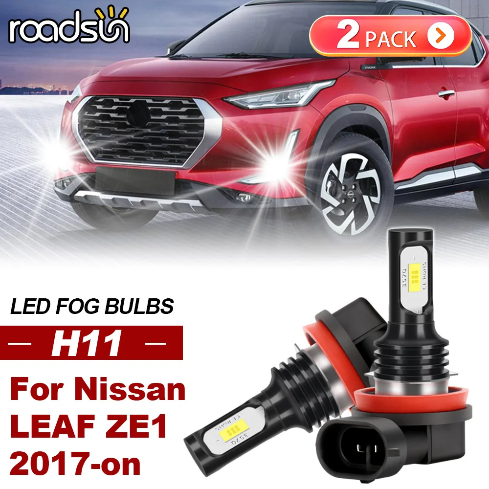 

ROADSUN 2PCS For Nissan LEAF ZE1 2017-on Canbus Car LED Fog Lights 2018 2019 2020 2021 2022 2023 2024 2025 Ultra Fog Lamp