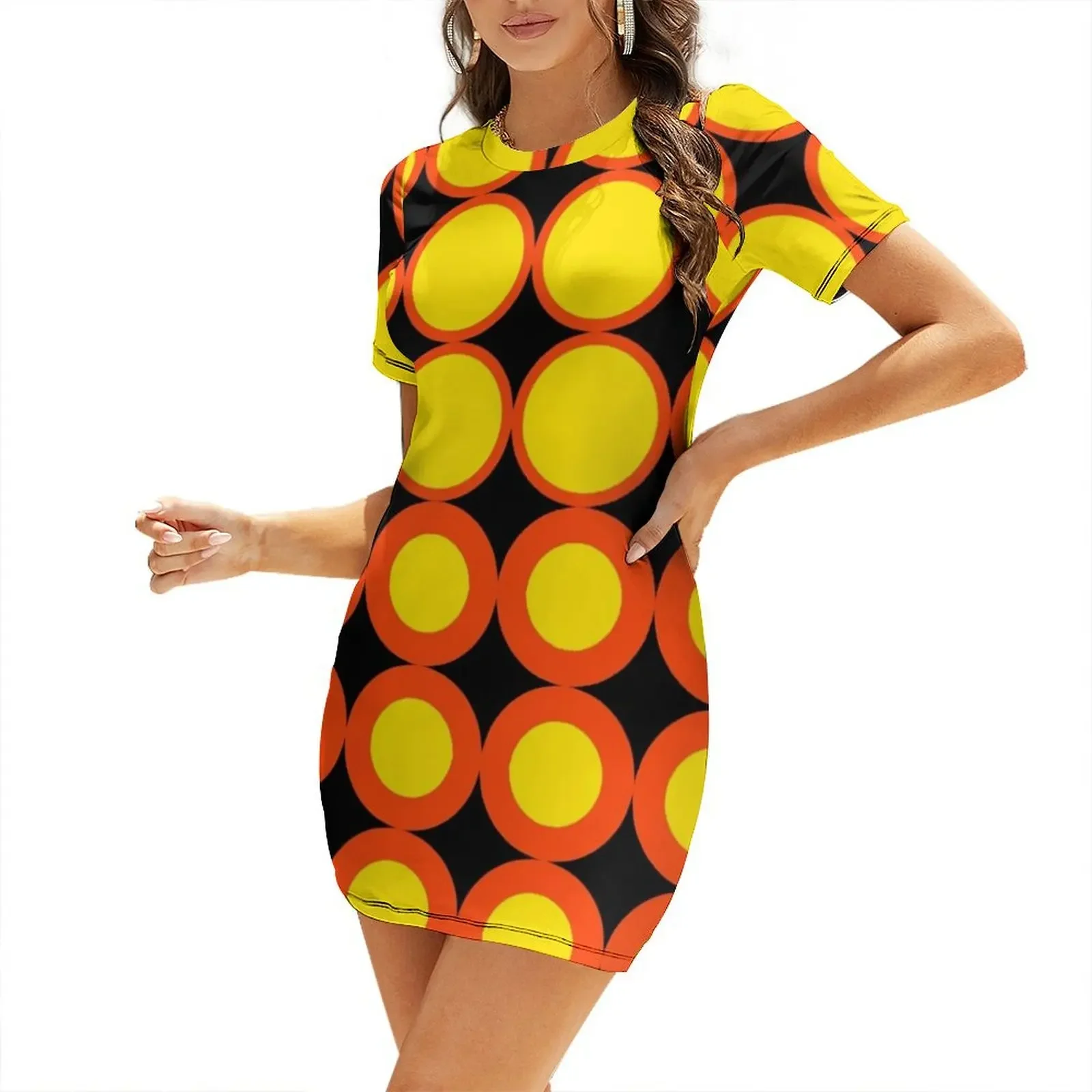 60s Circle Mod Short-Sleeved Dress women's fashion dresses ladies dresses for women 2026 dresses ladies 2026 summer