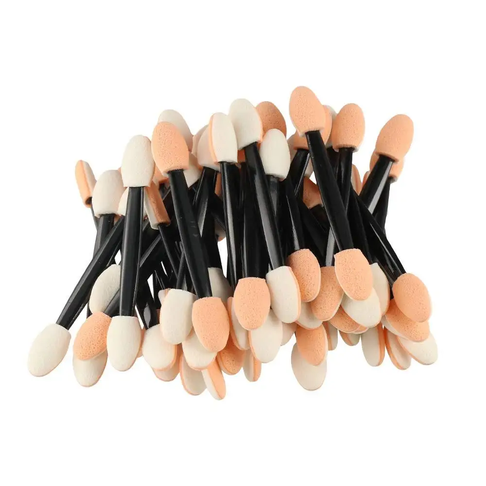 

50Pcs Dual Sided Disposable Eye Shadow Brush Dyed Eye Makeup Sponge Eyeshadow Stick Dizzy Small Chrome Pigment Applicator