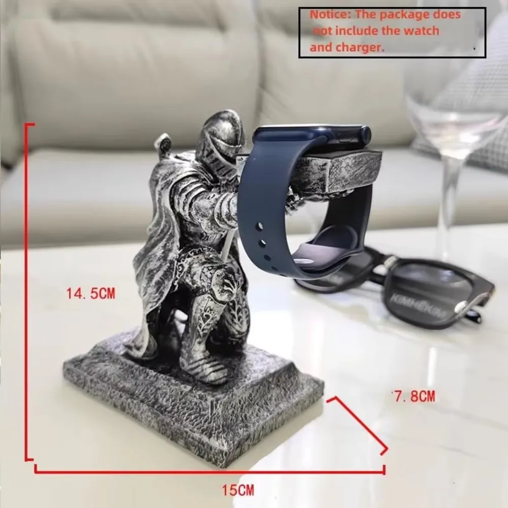 Uhrenständer-Ladestation für Apple Watch, Cartoon-Ladestation, Desktop-Halterung für Smartwatches, Schwarze Krieger-Figur-Stütze – Detail 2