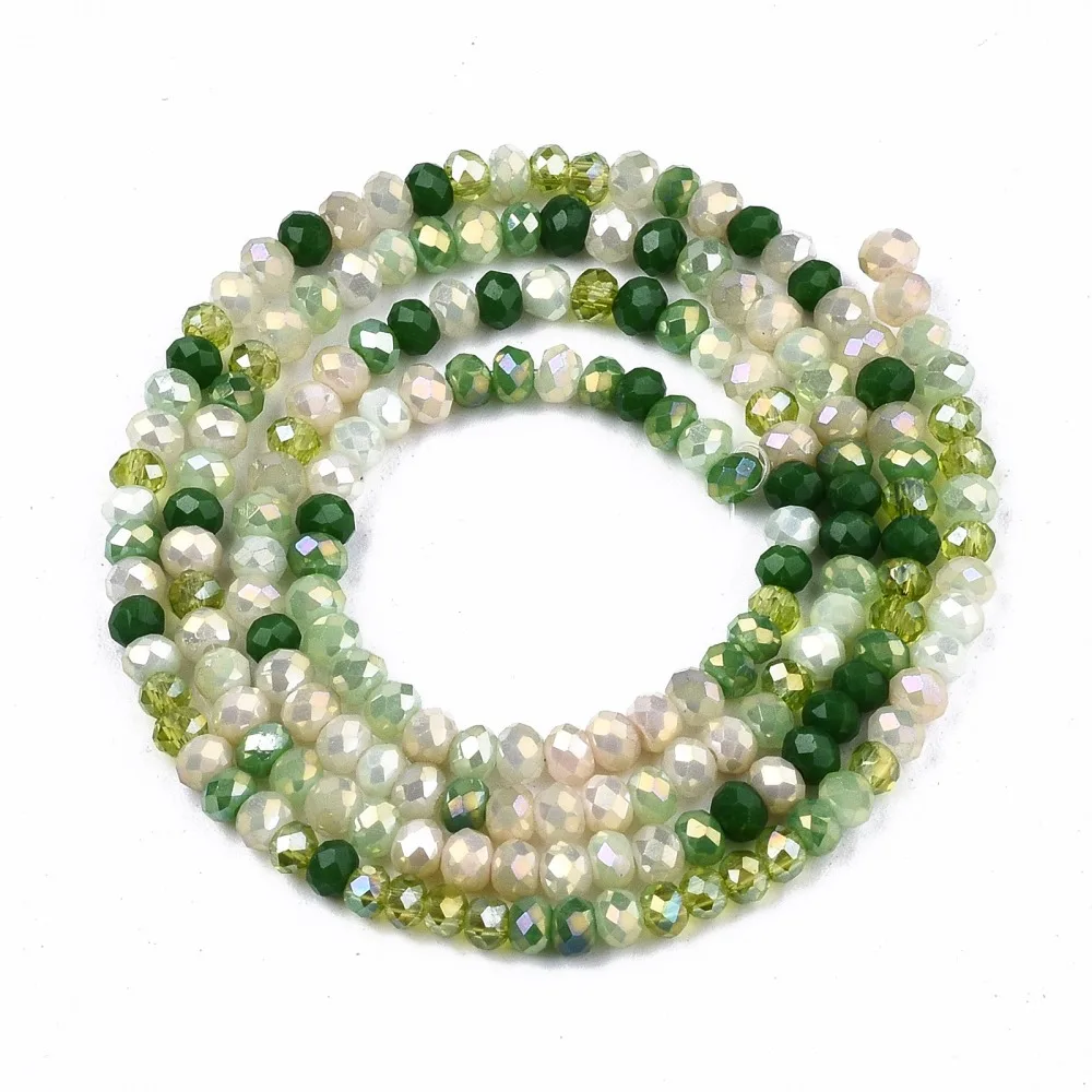 1strand Electroplate Mixed color Glass Beads Strands AB color  Faceted Light Green 3x2mm Hole: 0.8mm 115~125pcs/strand 34~35cm