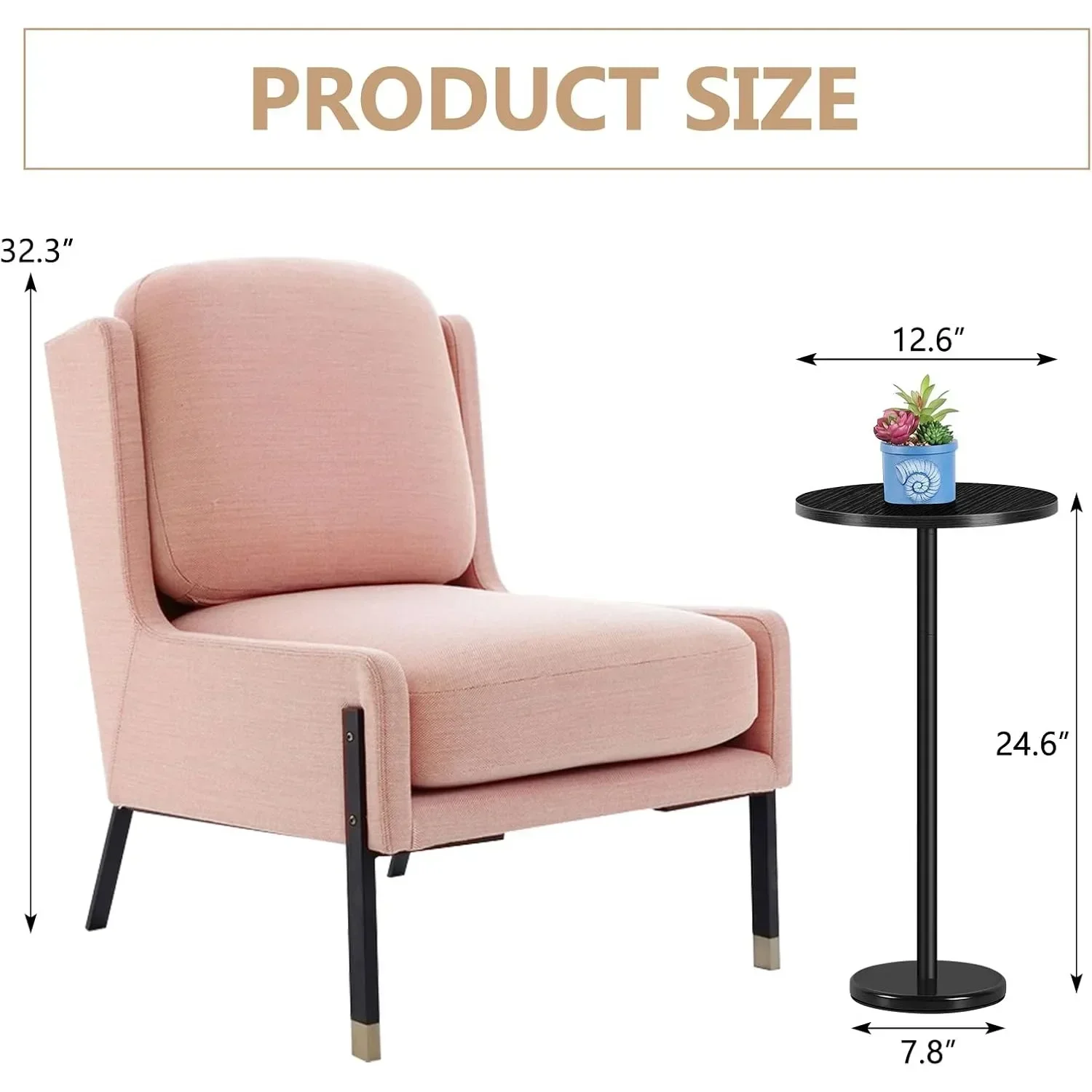 طاولة جانبية بقاعدة رخامية مستديرة حديثة - طاولة كوكتيل صغيرة للفناء والأريكة والكراسي - لهجة داخلية/خارجية باللون الأسود