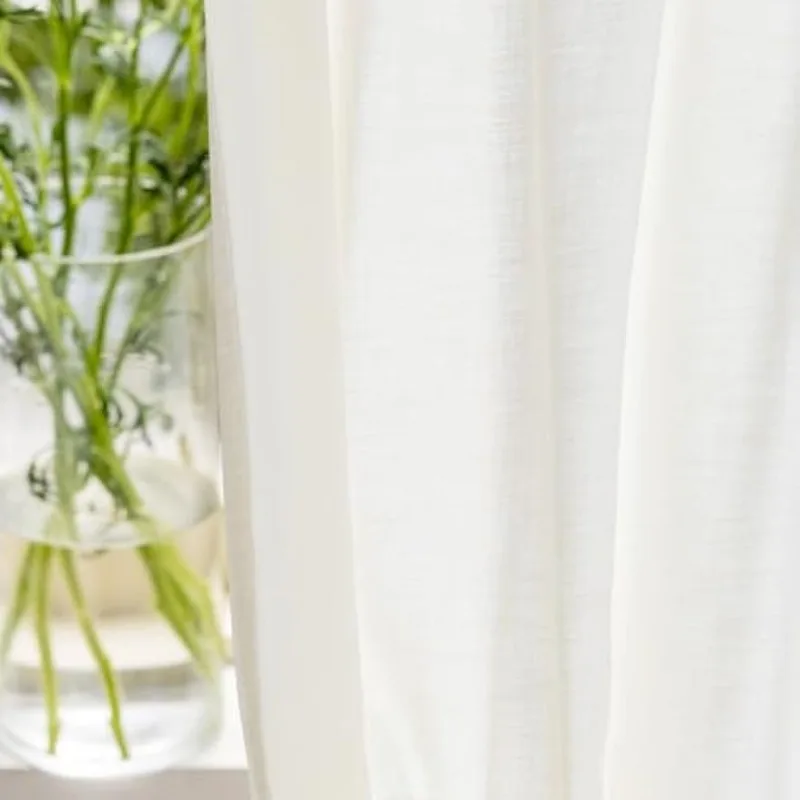 Linen White Curtains 96 inches Long, Lined Blackout Pinch Pleated Elegent Home Curtains, 52