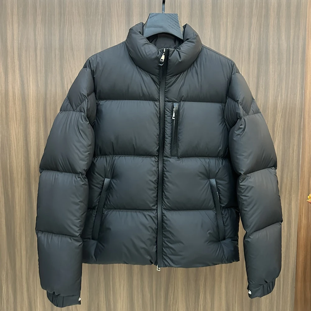 Puffer Down Coat Jacket Full Zip Up Men Winter Warm Outerwear Black