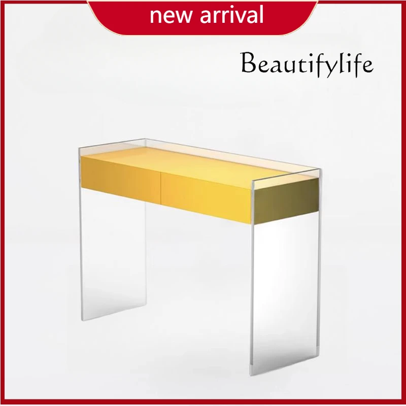 

ZL Italian-style Porch Cabinet Glass Entrance Facing The Door Dressing Narrow Strip Table Against The Wall Porch Table