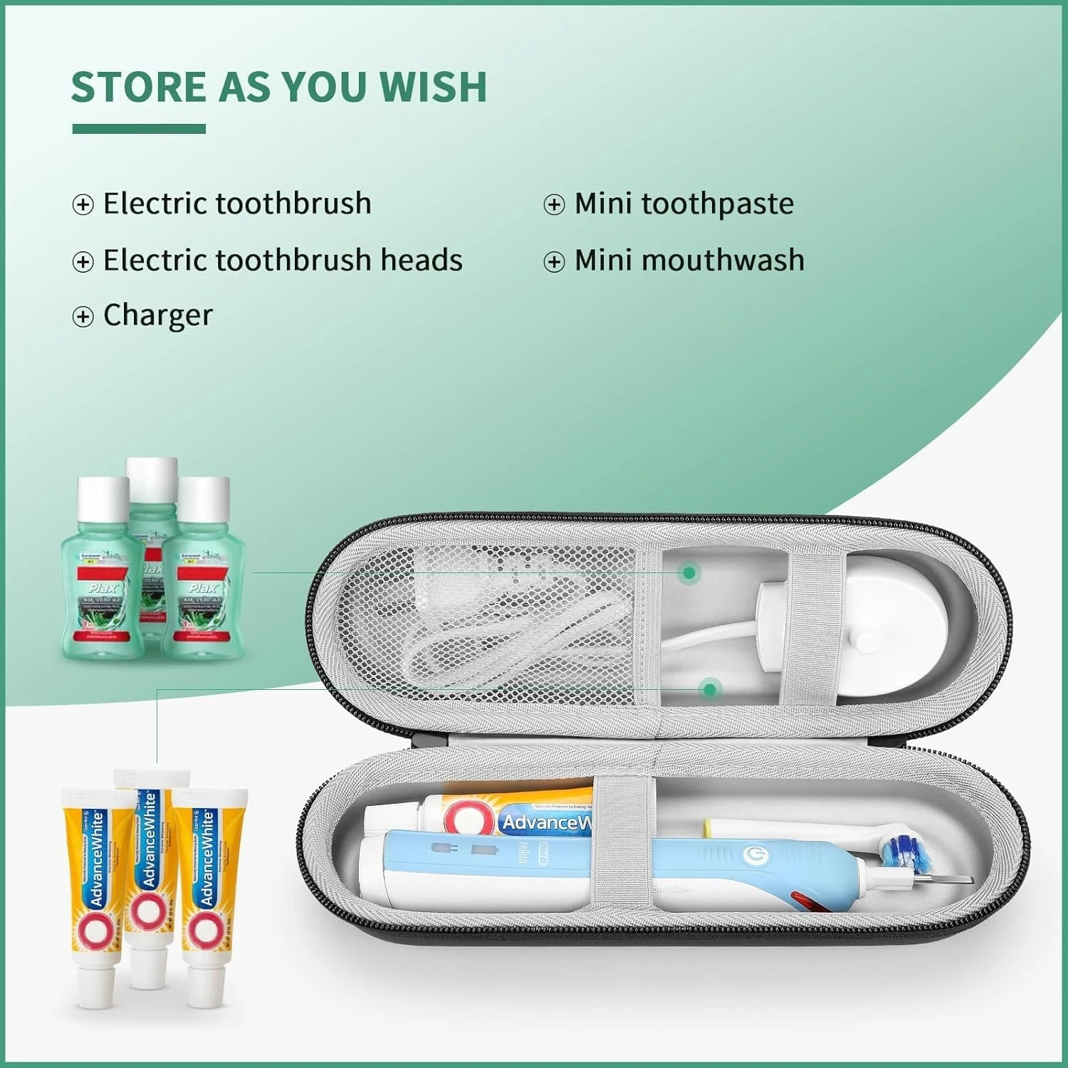 Custodia rigida in EVA Yinke per Braun Oral-B Pro Smartseries / Custodia da viaggio portatile per spazzolino elettrico Philips Sonicare