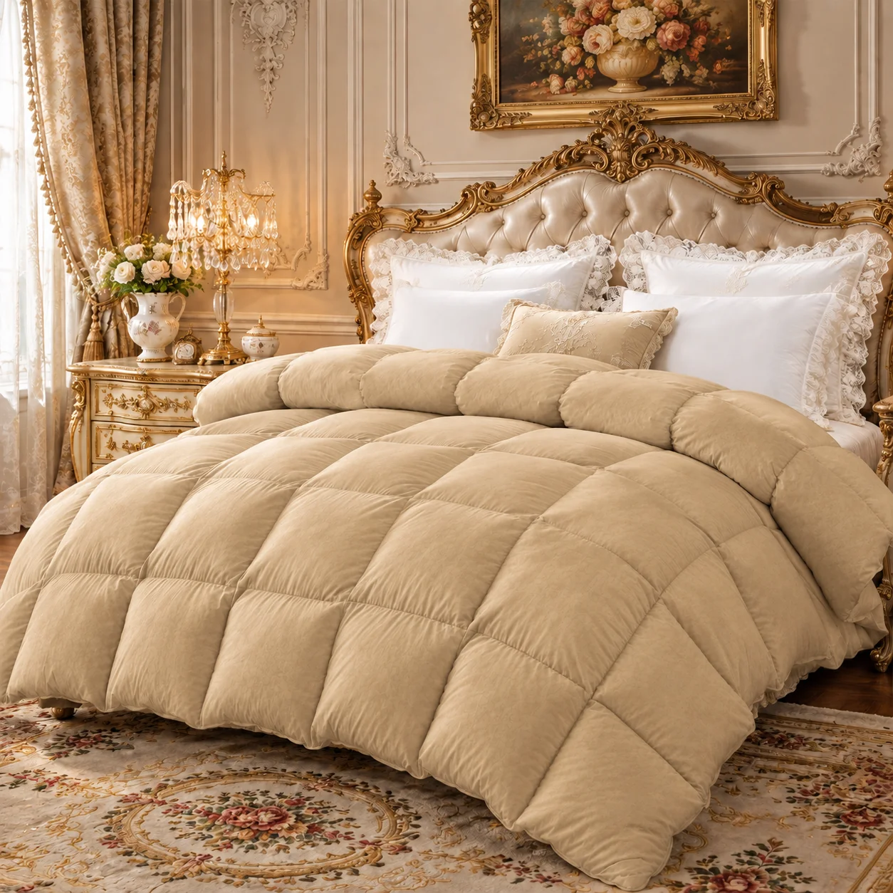 Luxury Oversized Down Alternative Comforter Duvet Insert, Extra Fluffy Box-Stitch All-Season Comforter with 8 Corner Tabs, Soft Cloud-Like Warm Bedding Blanket, Machine Washable Quilt for Twin Full Queen King Bedroom & Guest Room