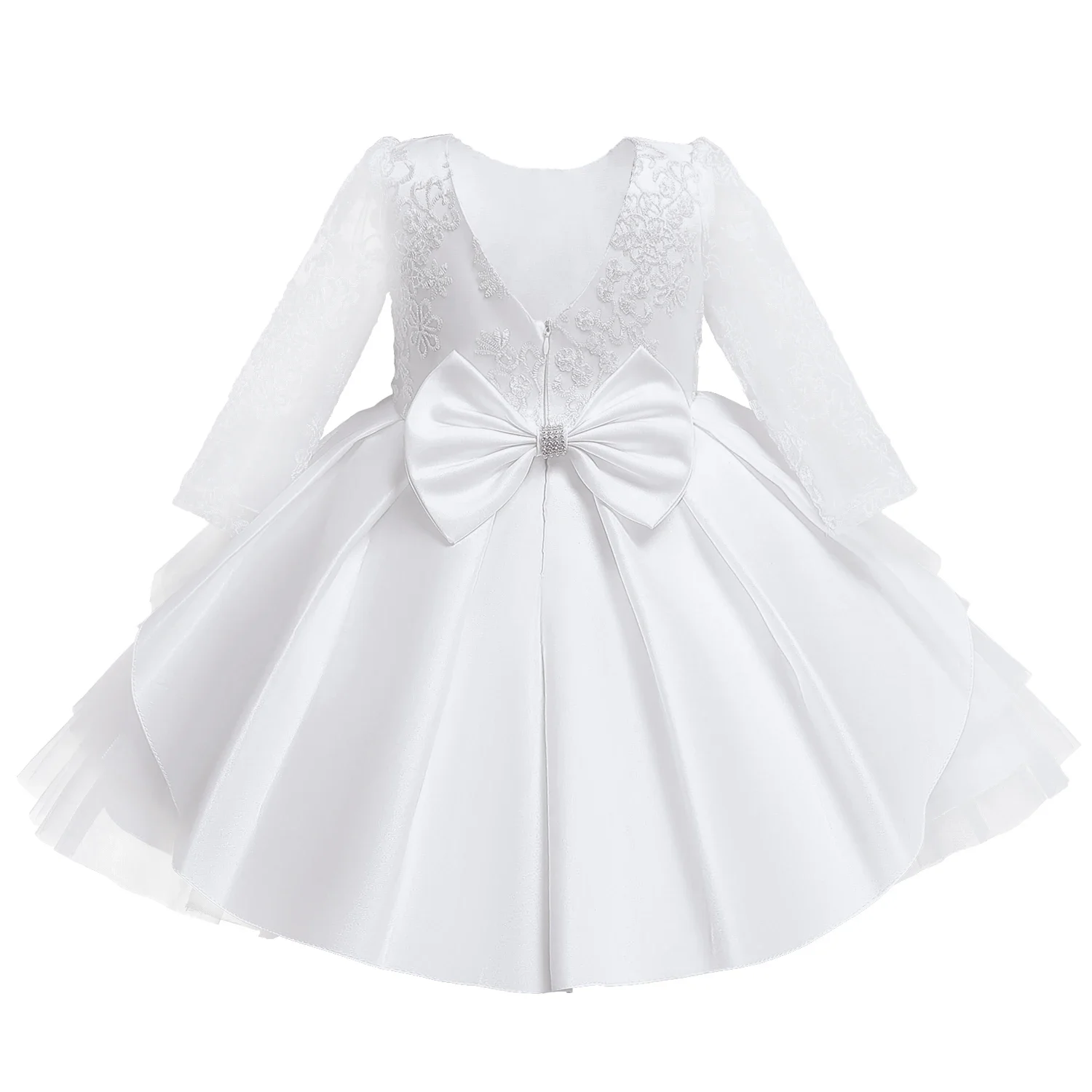 Baby Girls White Baptism Dress with Flower Embroidery - Perfect for Birthday, Wedding & Special Occasions