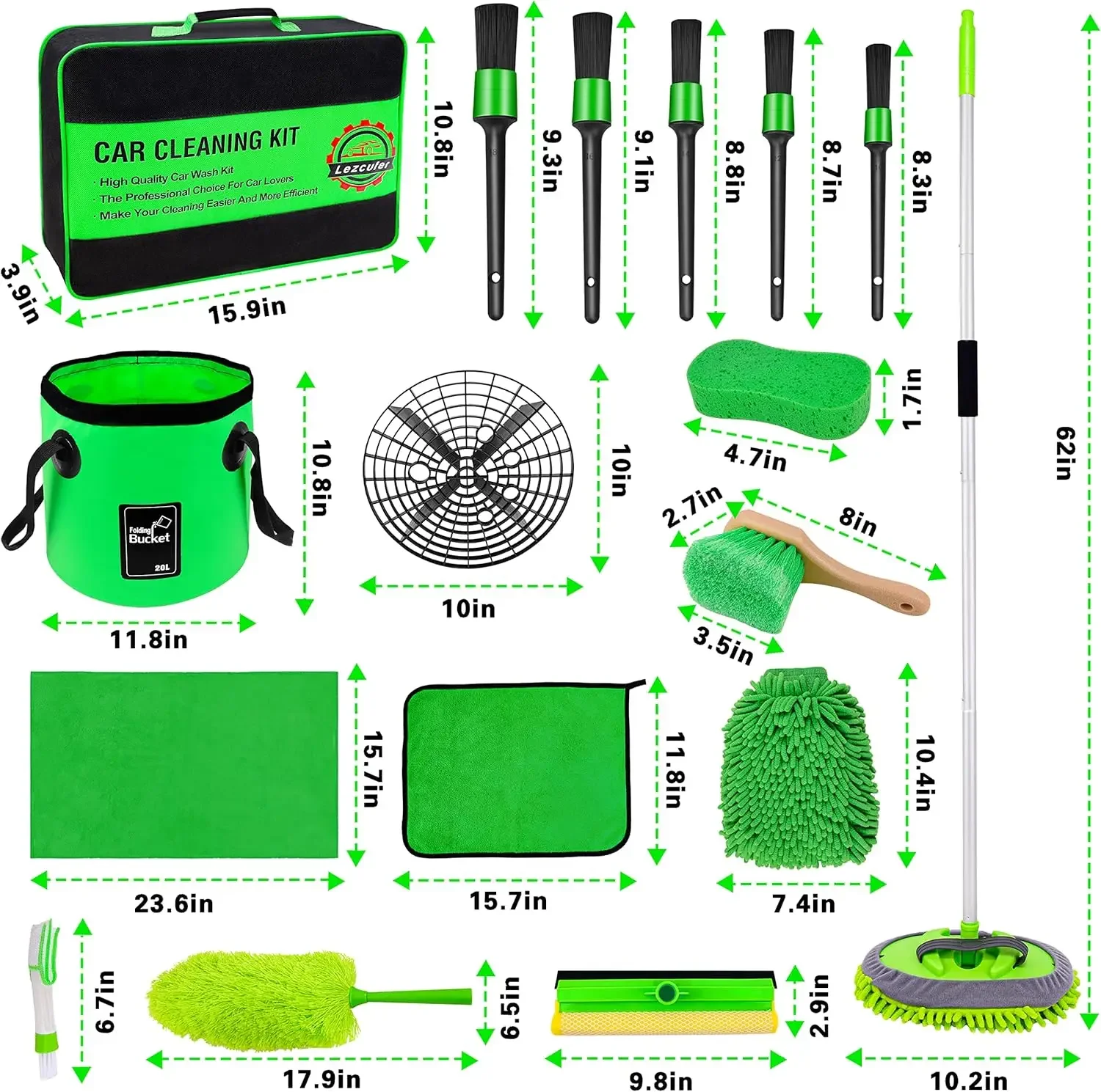 17Pcs Car Wash Kit,62