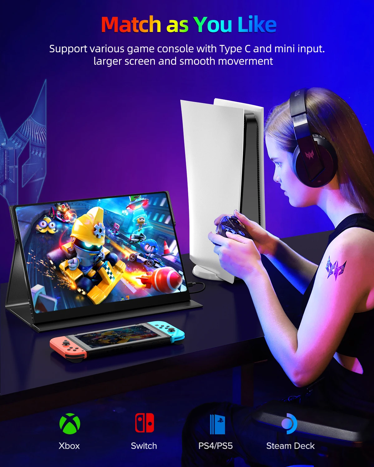 プレイテーションポータブル UPERFECT OLED ポータブルモニター 13.3インチ 4K 3840*2160 60Hz