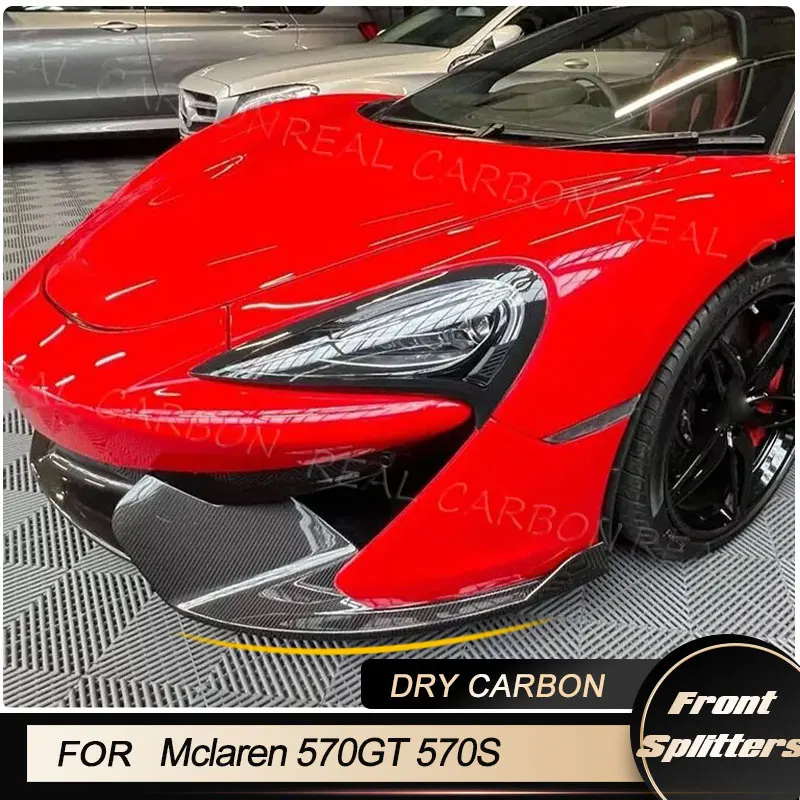 Car Front Bumper Splitters Fins Canards For Mclaren 570GT 570S 2-Door 2015-2020 Front Bumper Lip Chin Splitters Dry Carbon Fiber