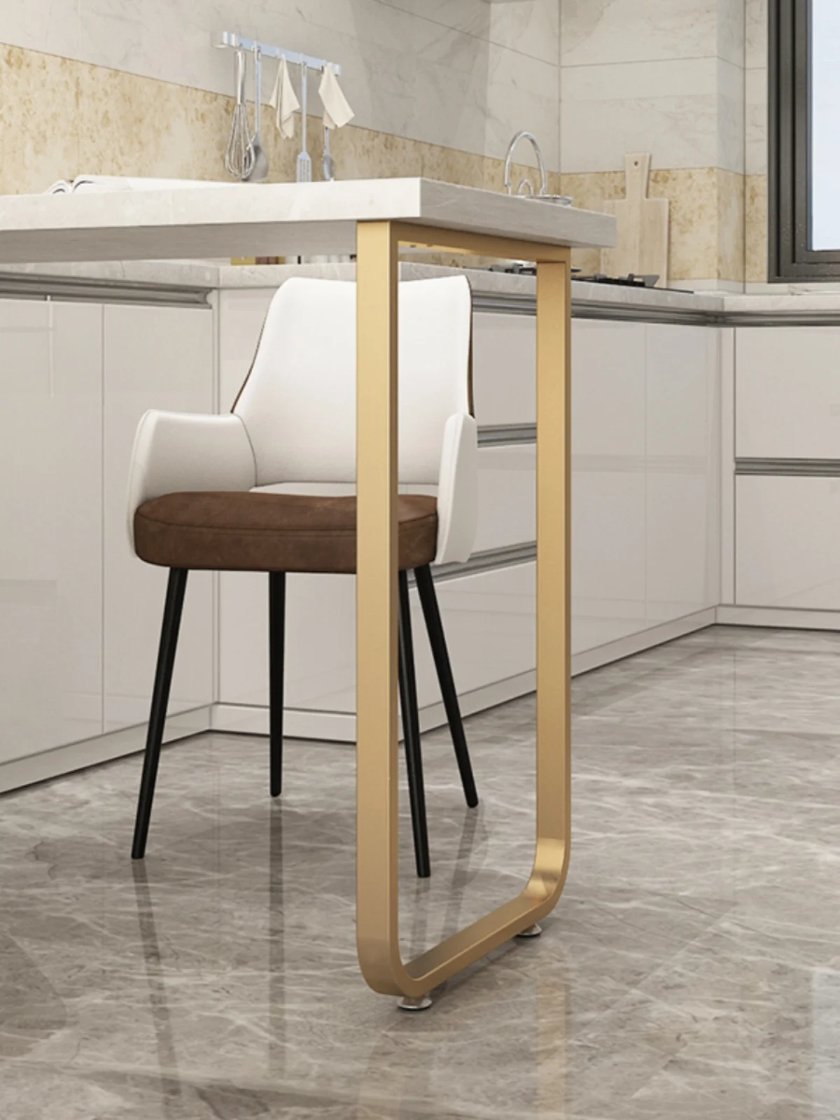 

Modern style dining table leg bracket metal bar table unilateral foot gold table dresser desk leg support foot