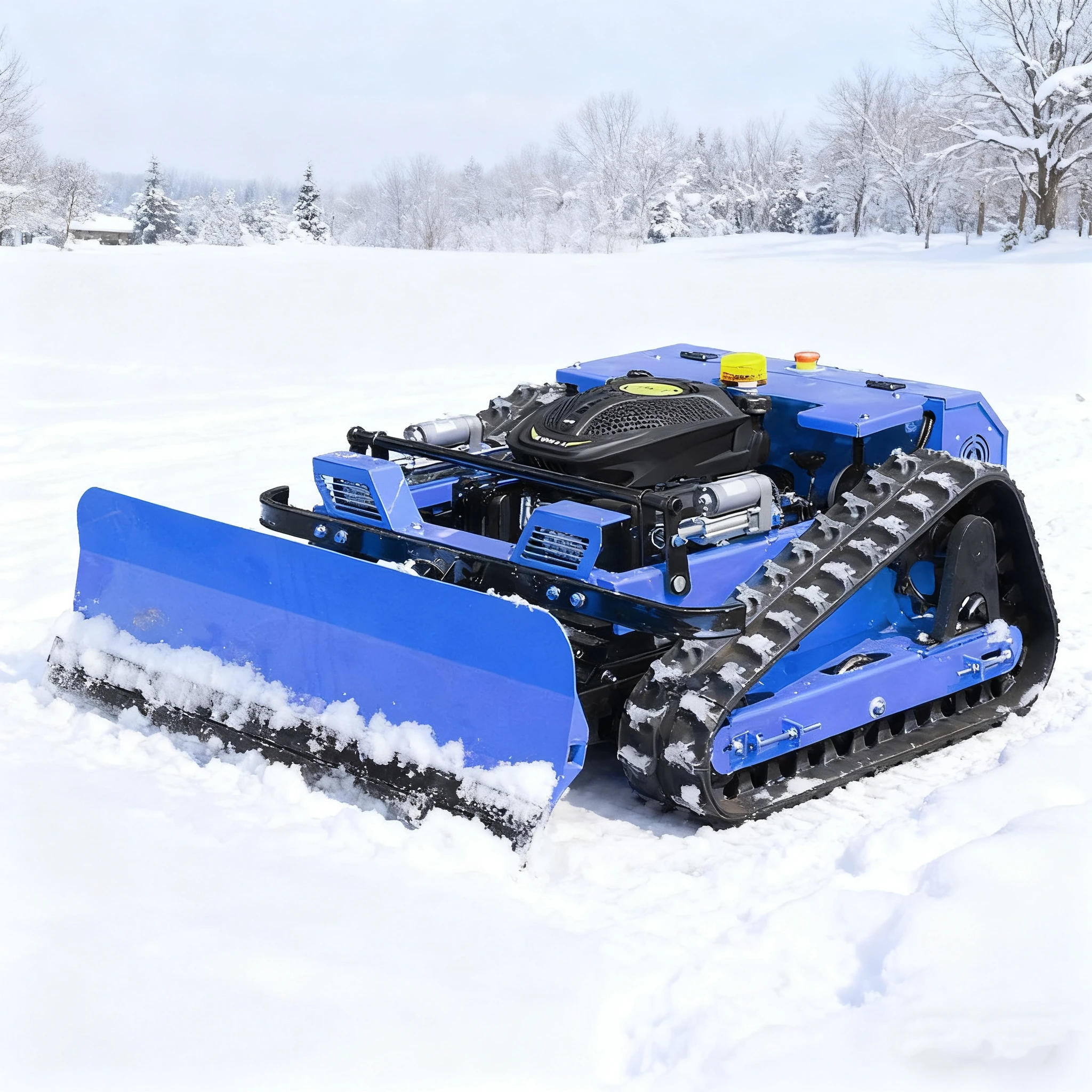 In Stock in the USA, Remote-controlled Lawn Mower With Snowplow, 550mm Wide Cutting Width, Suitable for Gardens and Orchards.