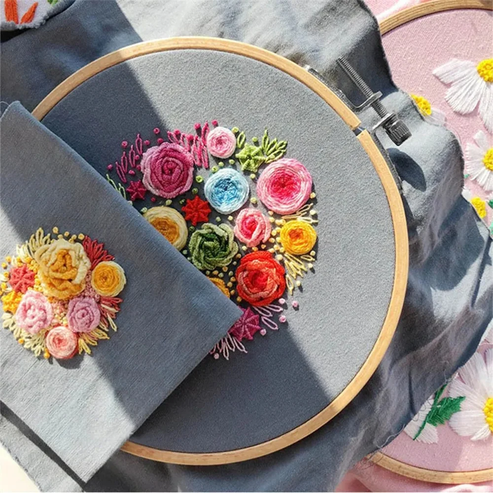 Bamboo Frame Embroidery Hoop Set Ring Circle Round Cross Stitch Hoop Ring DIY Loop Hand Sewing Tools Accessories 15/30cm