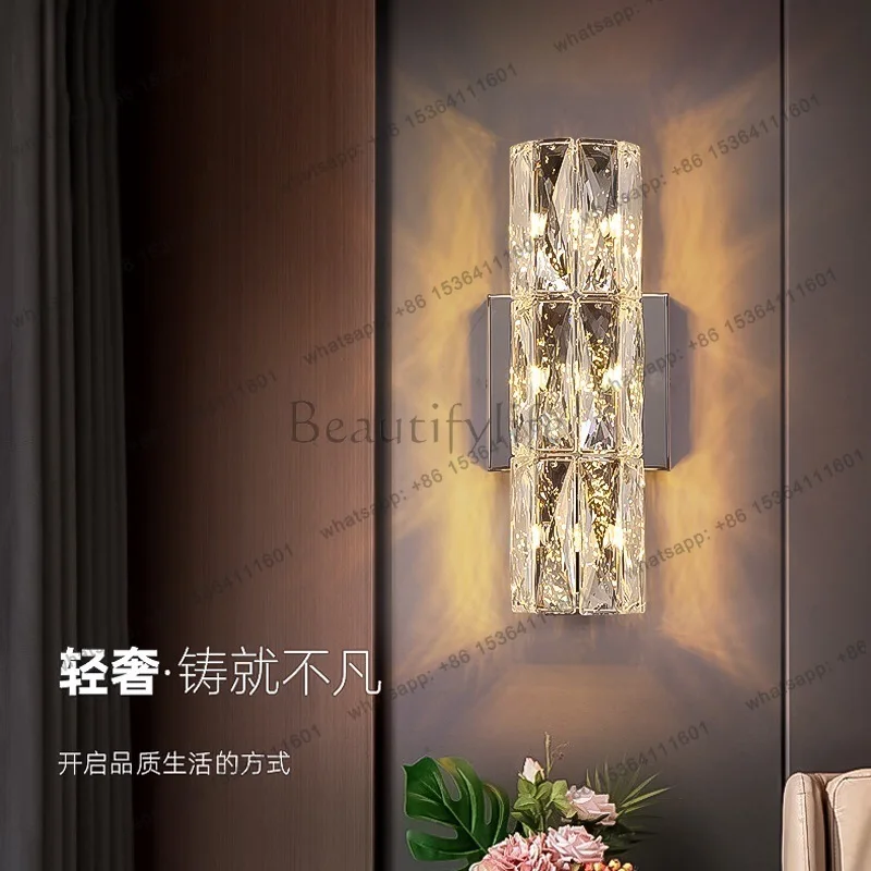 Postmodern light luxury crystal luminous object staircase aisle corridor background wall