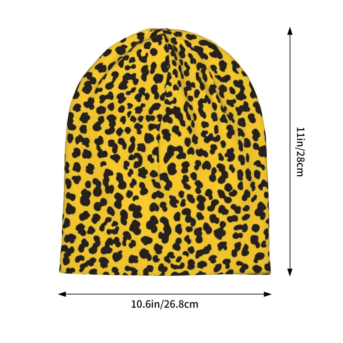 Yellow Leopard Print Beanie Hats Vintage 80s Style Vintage Caps Unisex Adult Gym Knit Hat Autumn Winter Elastic Beanie Hats