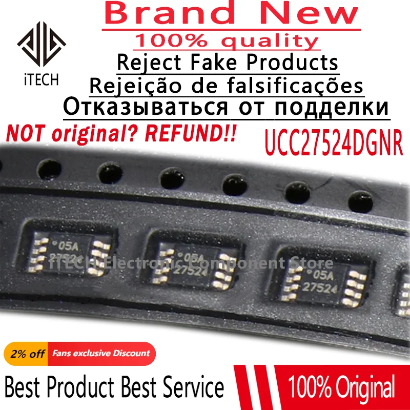 (10-50-100)pcs/lot Original UCC27524DGNR UCC27524 27524 TSSOP-8 100% New and Genuine