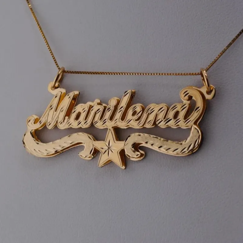 

Double Layer Custom Name Personalized Necklace Star Name Customized Pendant Gold Vintage Jewelry Women's Necklace Birthday Gift
